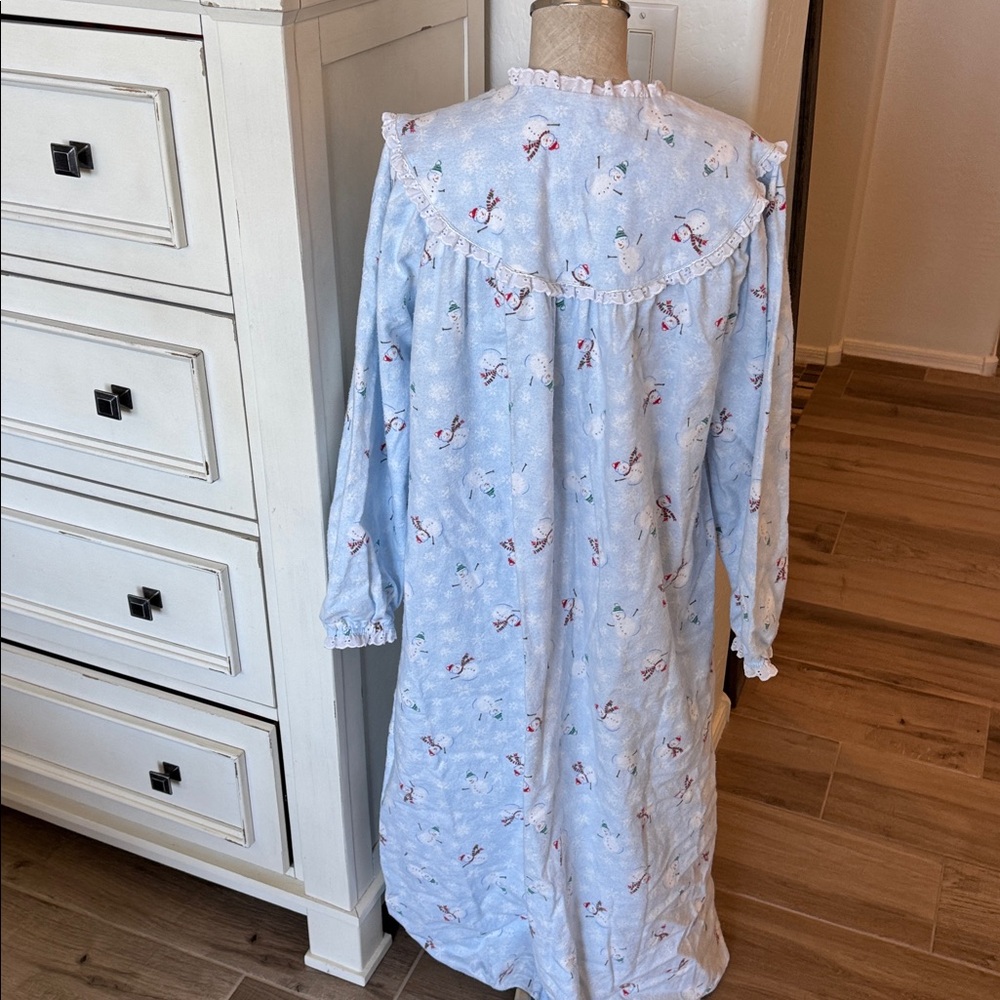 Lanz of Salzburg S snowman print long flannel nightgown - Picture 7 of 7